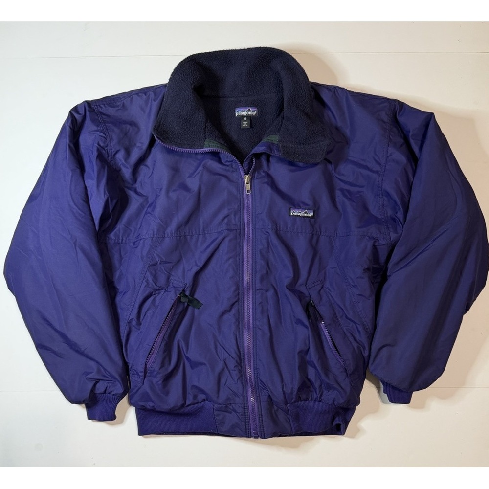 Vintage Patagonia Fleece Lined Bomber Jacket Size Medium Navy USA Made Retro